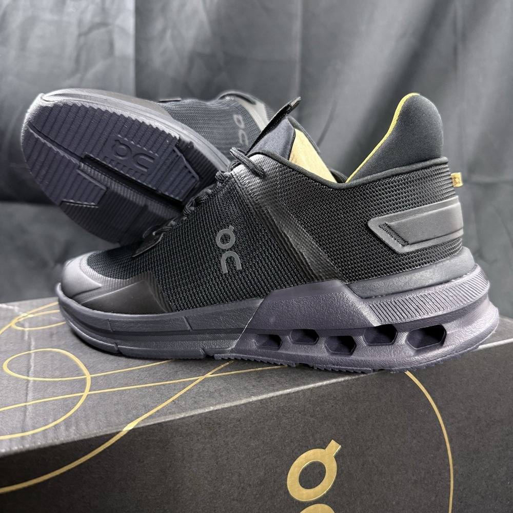 ON Cloudnova Flux Suma Womens Size 5.5‎ Black Iron Gold Athletic Running Shoes - Picture 8 of 10